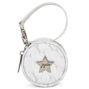 JuJuBe Cozy Knit Paci Pod Zip Around Case Winter White Leaves Blue Lining